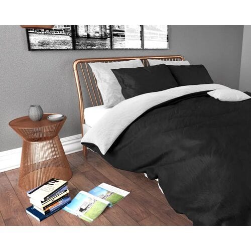 Sleeptime Dekbedovertrek Twin Face Zwart Wit - Eenpersoons 140 x 200/220 cm + 1 kussensloop
