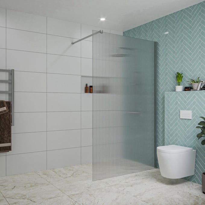 FugaFlow Eccelente Vetro inloopdouche badkamer - 120x200cm - ribbelglas - wandarm - chroom