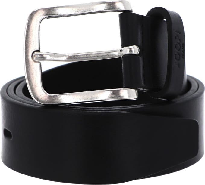 JOOP! Leren Riem Jeans Belt 4,0 CM W85 Black-Silver Zwart