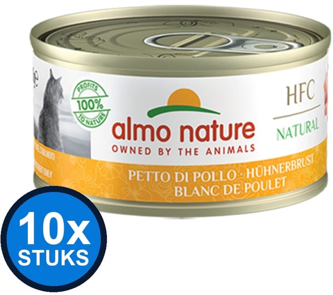 10x Almo Nature HFC - Kattenvoer Natvoer Blik - Natural - Kipfilet - 70g