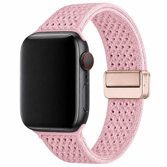123watches bandje Knit - nylon - roze - 38 · 40 · 41 & 42 mm - Geschikt voor Apple Watch series 1/2/3/4/5/6/7/8/9/10/11/12/SE/SE2/SE3