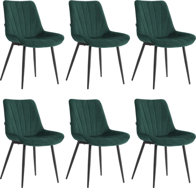 Colenis® - Lesedi Eetkamerstoel - Set Van 6 - Groen - Velvet
