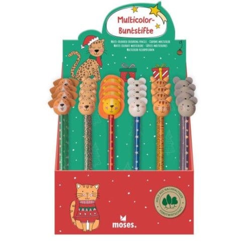 Kerst multi color potloden met topper