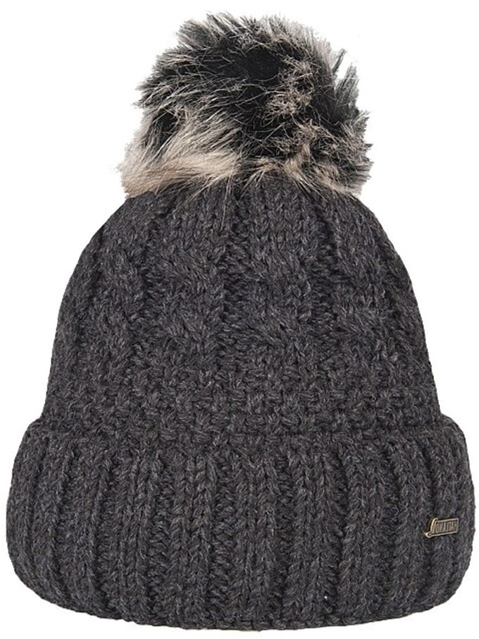 Hatland - Beanie voor dames - Sade No Wind - Antraciet - maat Onesize