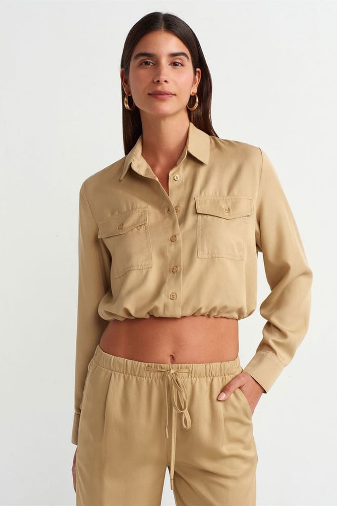 Tencel Crop Shirt Blouse