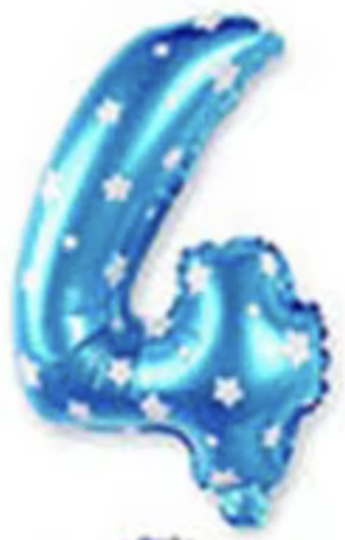 New Age Devi - Cijfer-ballon 4 - Blauw met Sterren