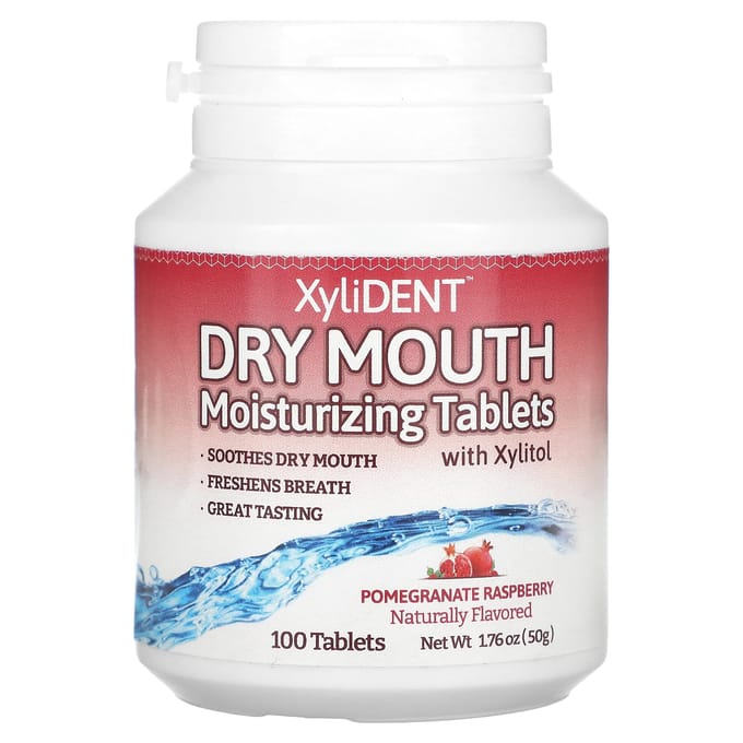 XyliDENT, bouche sèche, comprimés hydratants au xylitol, grenade framboise, 100 comprimés