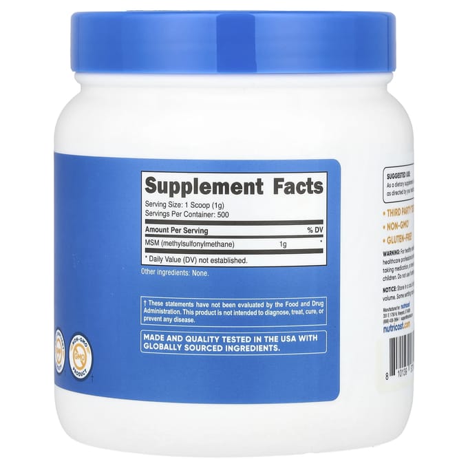 MSM, Ongezoet, 17,9 Oz (500 G)
