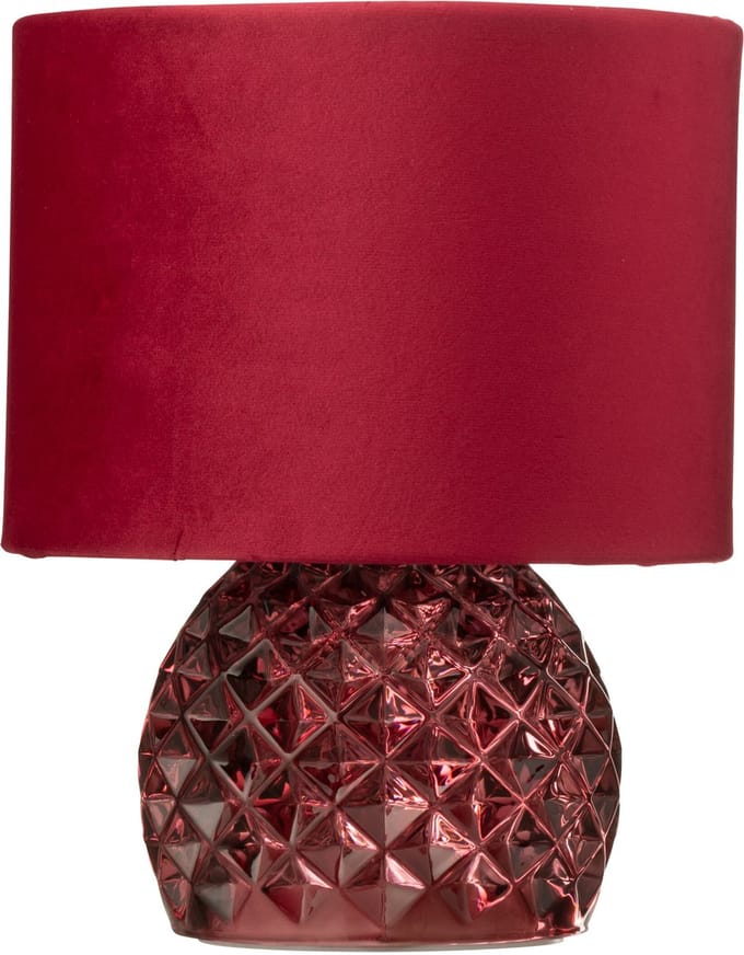 J-Line tafellamp - glas - bordeaux - LED lichtjes
