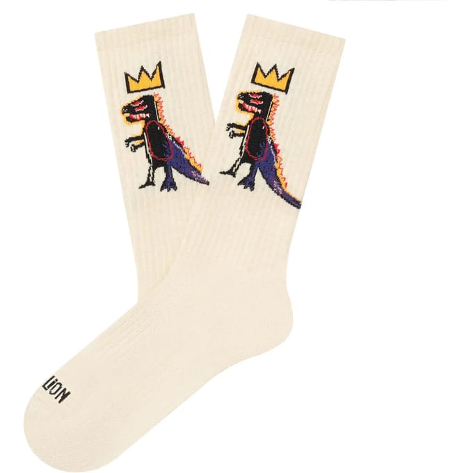Jimmy Lion heren athletic sokken basquiat pez dispenser beige (Basquiat)