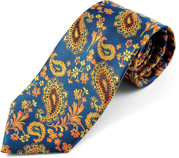 Oranje Zijden Paisley Stropdas
