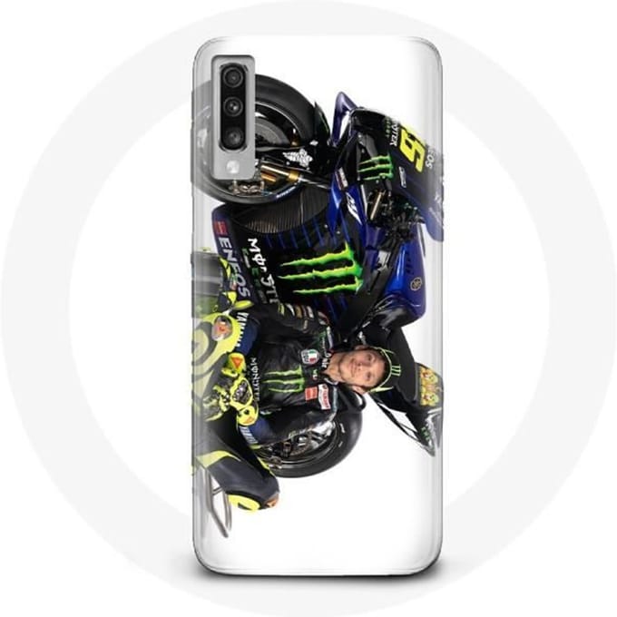 Samsung Galaxy A70 hoesje Valentino Rossi Speed ​​driver witte achtergrond wit