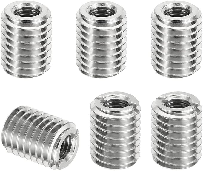 Threaded Adapters Power Reduce Nut Set, 6 Stuks M14*2 naar M8*1.25 Draadverloop, RVS Reparatie Invoernut en Schroefverkleiner 18mm