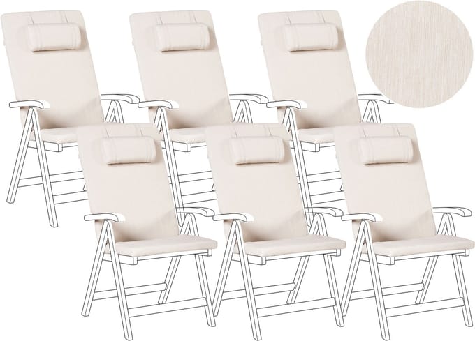 JAVA/AMAN PREMIUM - Tuinkussen set van 6 - Lichtbeige - Polyester