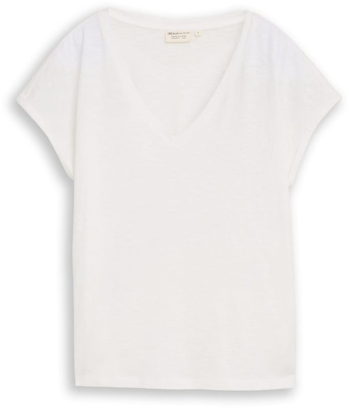 Tom Tailor Denim - T-shirt van katoen - Maat XXL - off white