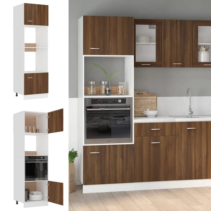 vidaXL - Magnetronkast - Lyon - 60x57x207 - cm - bewerkt - hout - bruin - eikenkleur