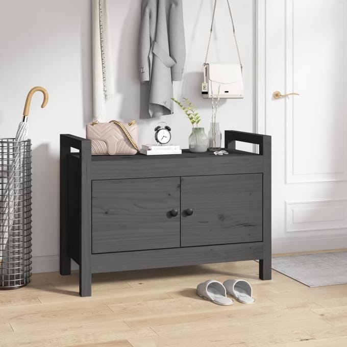 vidaXL - Halbankje - 80x40x60 - cm - massief - grenenhout - grijs