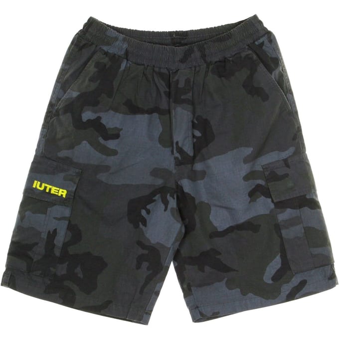 Korte joggingbroek cargo camouflage heren zwart