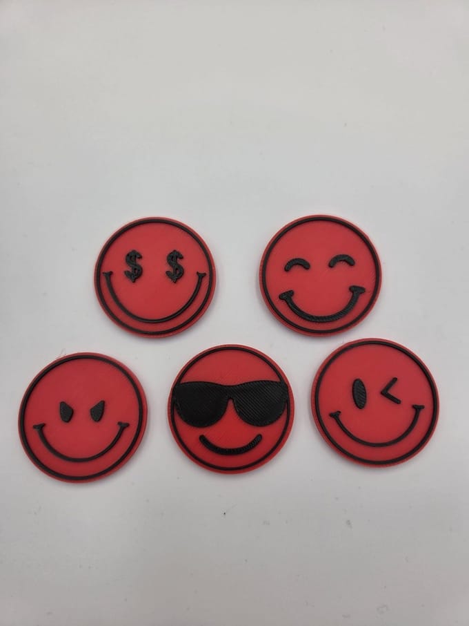 Smiley magneet rood assorti 5 stuks