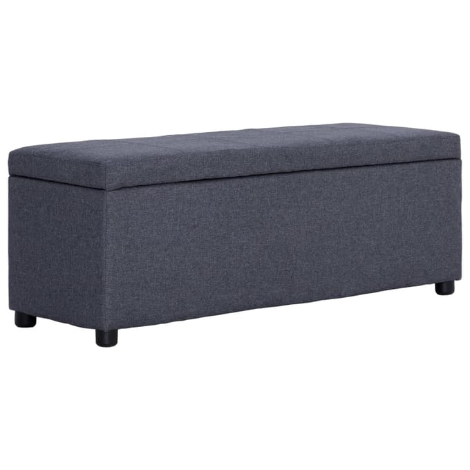 vidaXL - Bankje - met - opbergvak - 116 - cm - polyester - donkergrijs