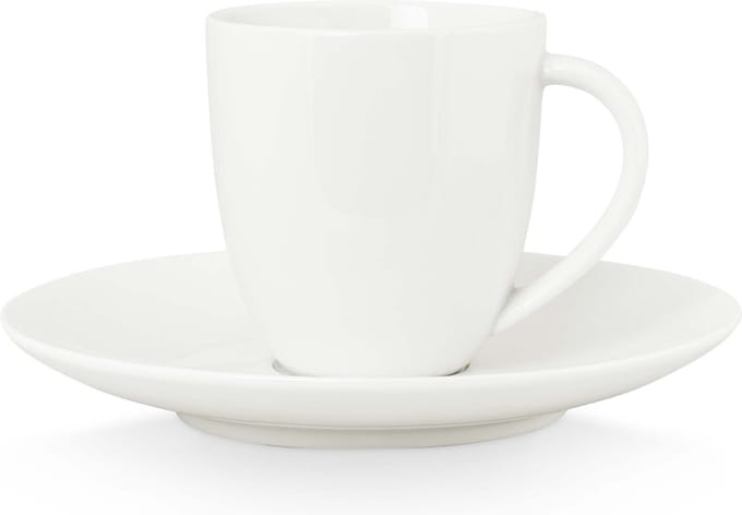 vtwonen Koffiekop met Schotel - Wit - Porselein - 100ml