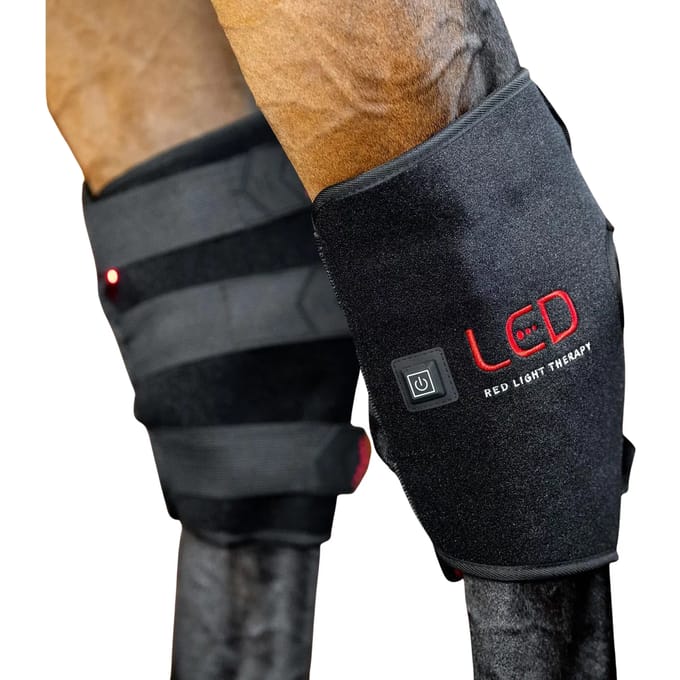 Horseware LED Rode Lichttherapie Linker Hock Boot Zwart/Zwart Voorzijde Links