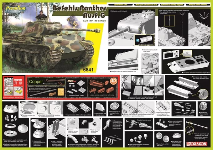 Dragon Modelbouwpakket Militaire voertuigen - 6841 Befehls Panther Ausf.G - Premium Edition Plastic - 1:35 - Modelbouw
