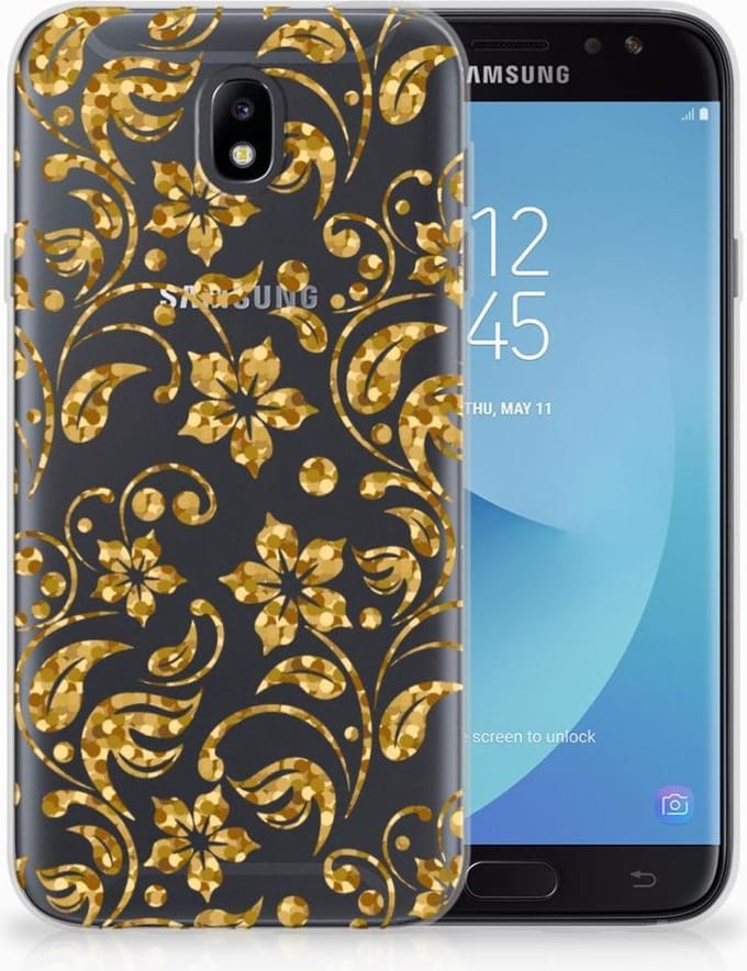 Samsung Galaxy J7 2017 | J7 Pro TPU Case Gouden Bloemen