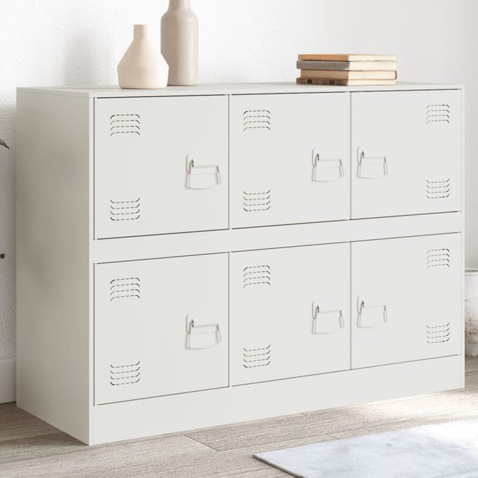 vidaXL - Dressoir - 99x39x73 - cm - staal - wit