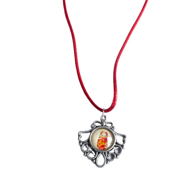 2 Love it Matroesjka - Ketting - 45 - 50 cm - Leer - Rood