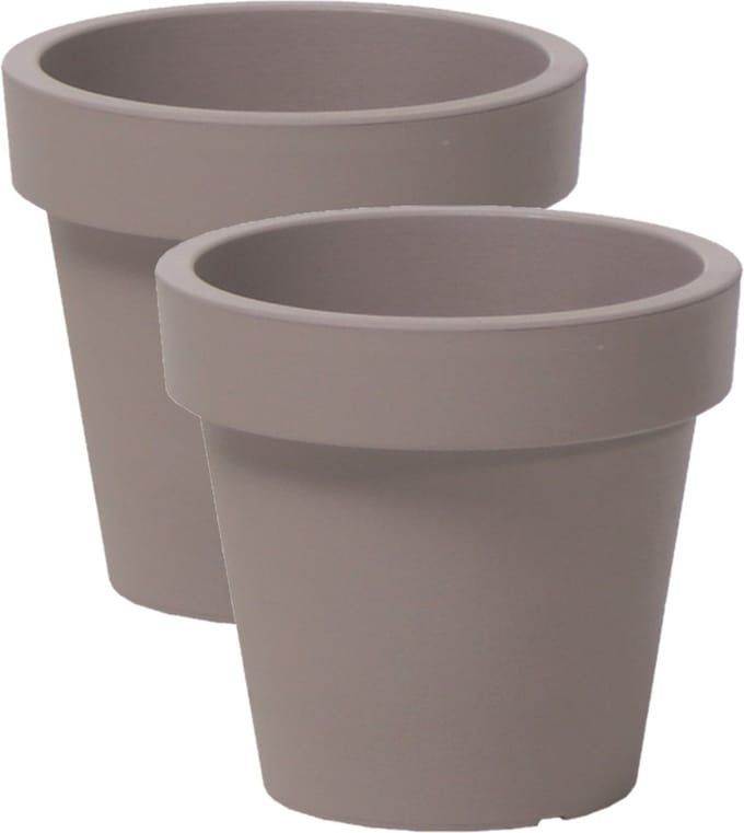 Prosperplast Basic kunststof plantenpot taupe - 4x - diameter 16 cm - hoogte 14,5 cm - geschikt binnen en buiten
