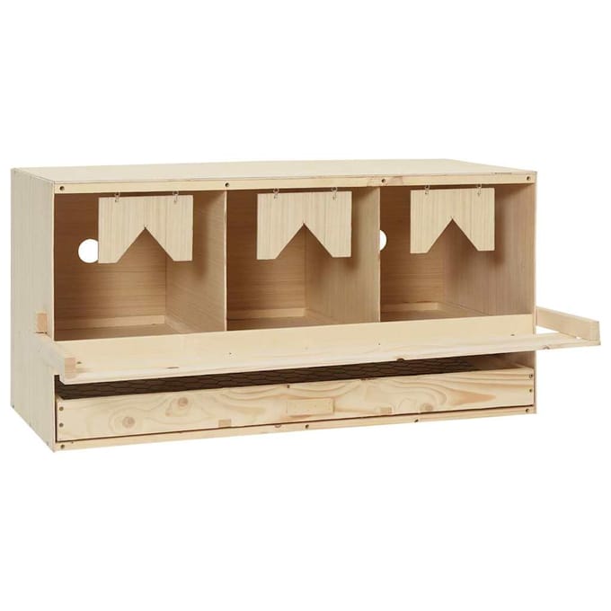 vidaXL - Kippenlegkast - 3 - compartimenten - 72x33x38 - cm - massief - grenenhout