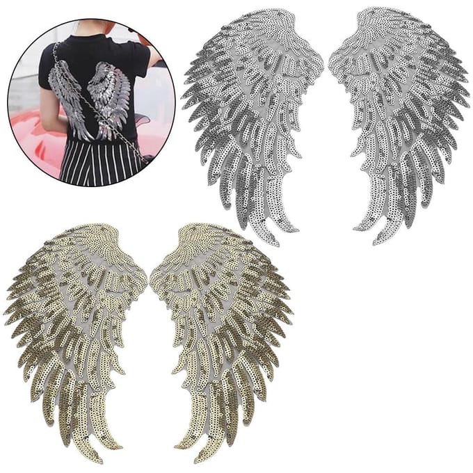 2 Paar DIY Kleding Vleugel Pailletten Patch Appliqué Kleding Jurk Rok Decoratieve Accessoires gray