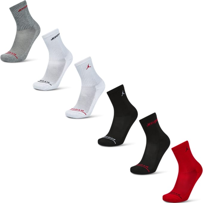 Jordan Kids Crew 6 Pack Sokken Unisex - Rood - Maat 39 - 42