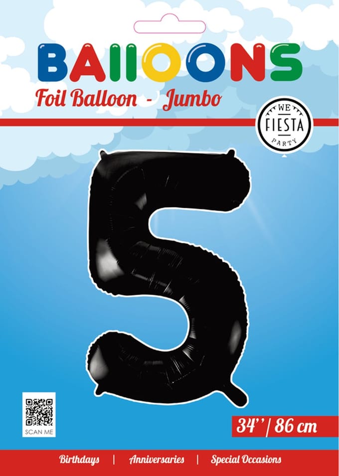Folieballon 34" nmr. 5 - Zwart