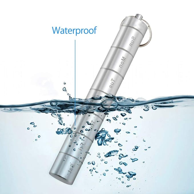 7 Dagen Wekelijkse Pillendoos Houder Wekelijkse Opbergorganizer Container Aluminiumlegering Tablet Dispenser white