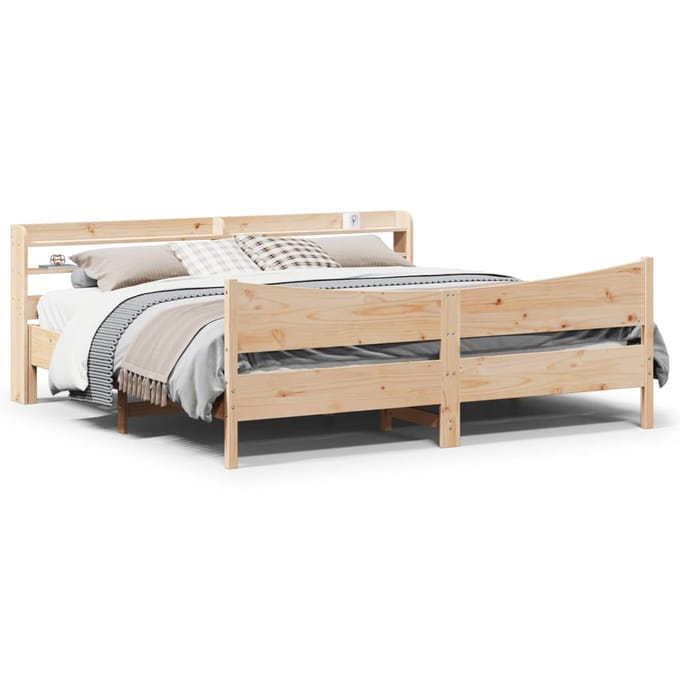 vidaXL - Bedframe - met - hoofdbord - massief - grenenhout - 200x200 - cm