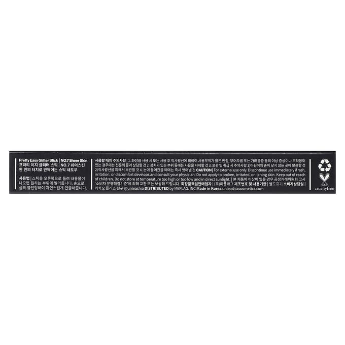 Unleashia, Pretty Easy Glitter Stick, No. 7 Sheer Skin, 1 stick white