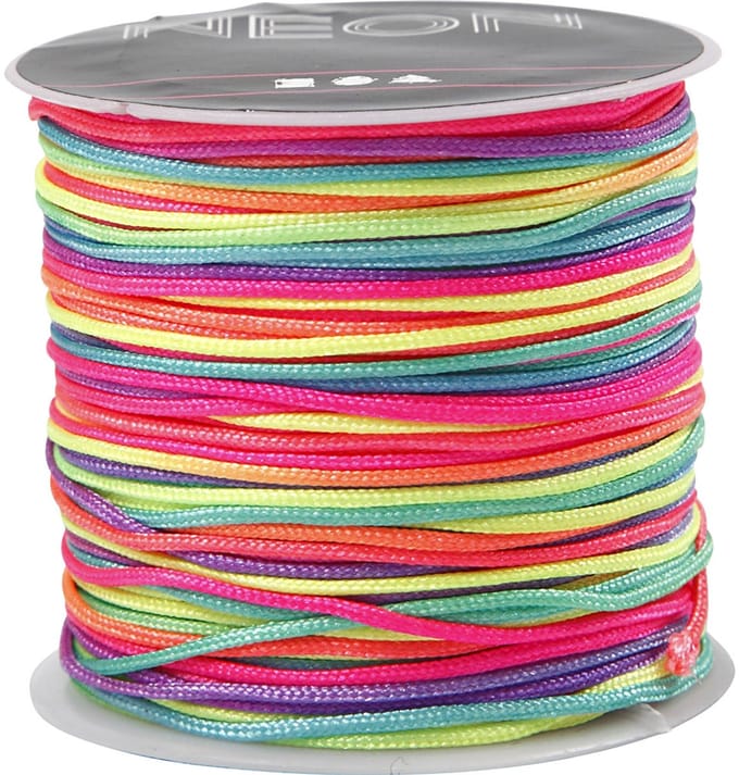 Macramé koord, dikte 1 mm, neon kleuren, 28 m/ 1 rol
