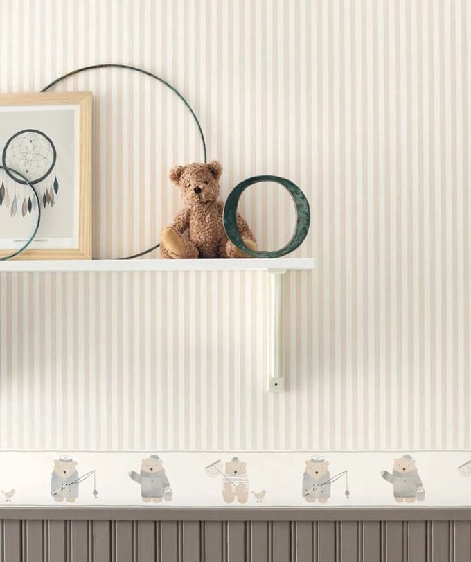Casadeco My Little World gestreept behang grijs wit