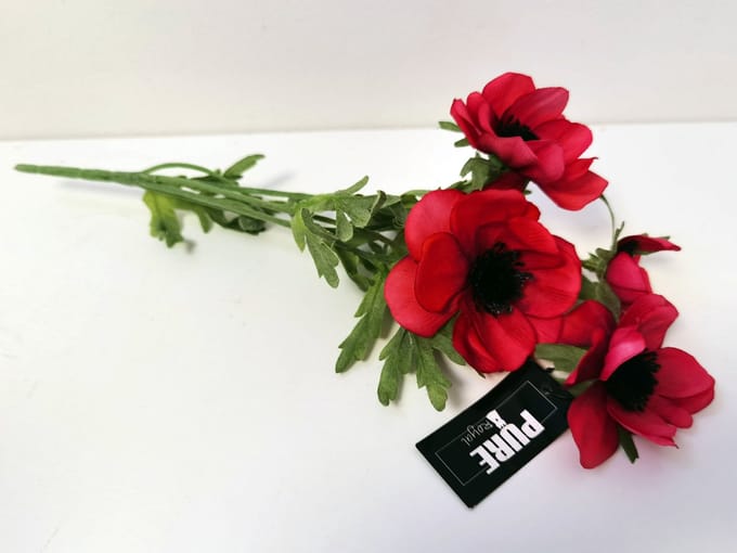 Klaproos - Decoratie - Bloemtak - Kunststof - Rood - 32cm - Pure