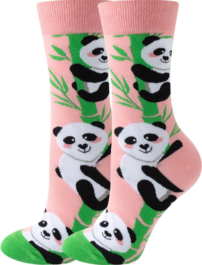 Sokken dames - roze - leuke print panda - 36 - 40 - cadeau voor haar