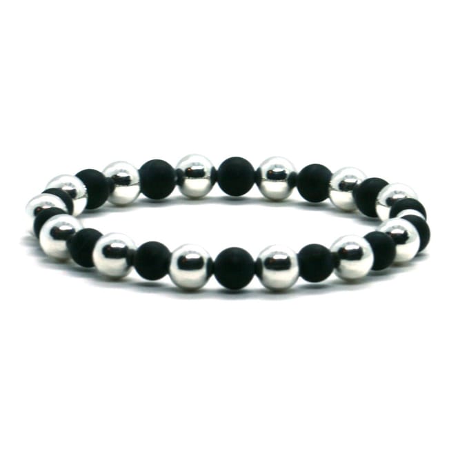 Heaven Eleven - Dames - armband - fijn - 925 - zilver - matte onyx - 7mm