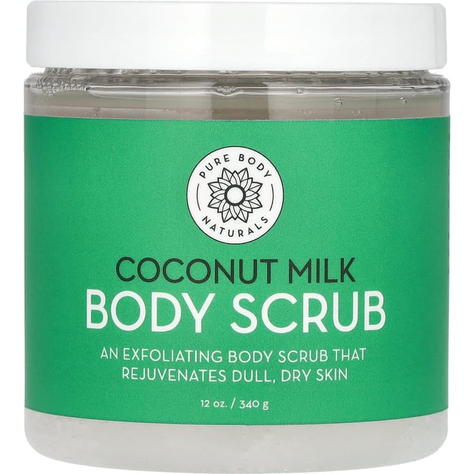 Pure Body Naturals, Coconut Milk Body Scrub, 12 oz (340 g) gray