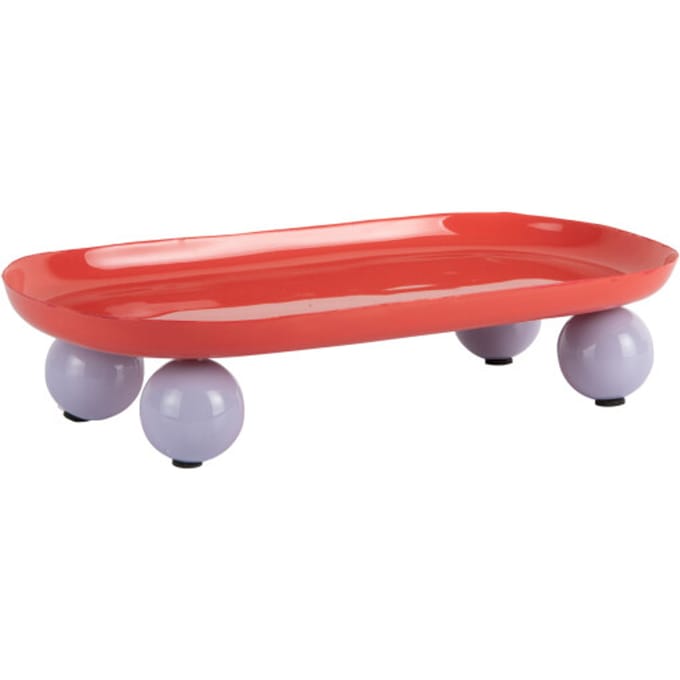 Present Time - Dienblad Double Funky Oval Large - bright red w. soft purple