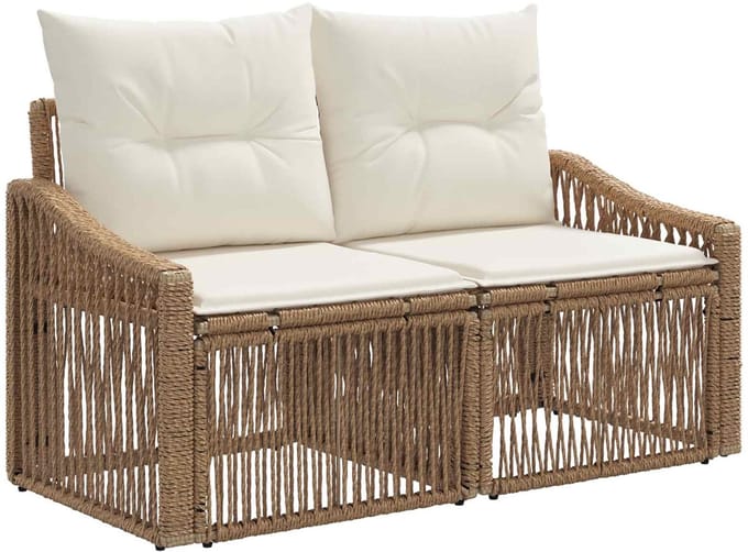 vidaXL - Tuin - Sofa - 2-Aantal - zitplaatsen - Beige - poly - rattan