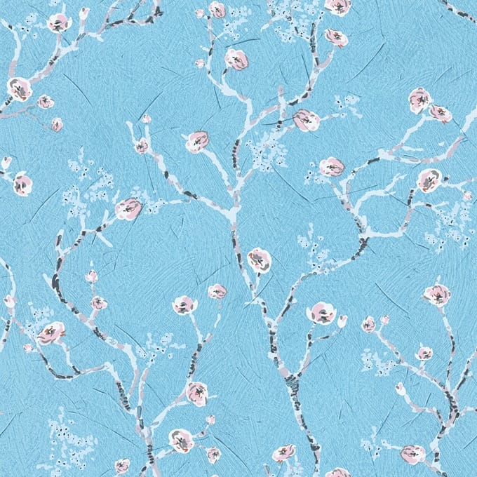 KERSENBLOESEM BEHANG | Sakura - blauw roze wit grijs - A.S. Création PintWalls II