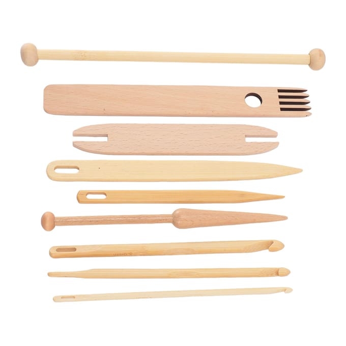 9 Stuks Houten Weefgereedschap Prikstok Haaknaald Shuttle Kit Handweefgetouw Machine Accessoires beige