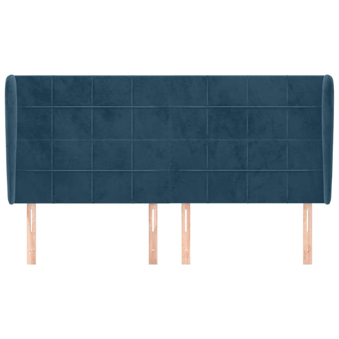 vidaXL - Hoofdbord - met - randen - 203x23x118/128 - cm - fluweel - donkerblauw