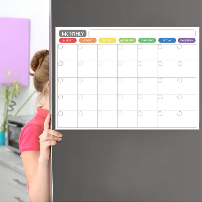Magnetische droog uitwisbare kalender, whiteboard koelkastmagneet, flexibele dagelijkse berichtstickers inbegrepen veelkleurig